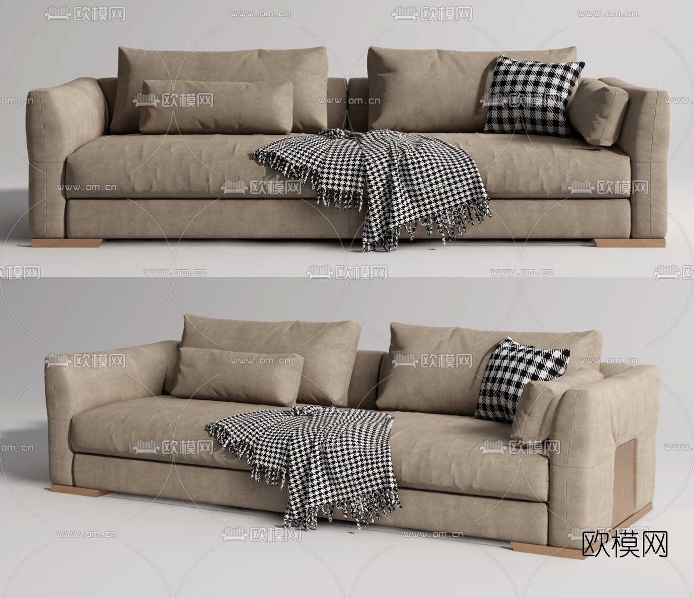 现代布艺双人沙发su模型