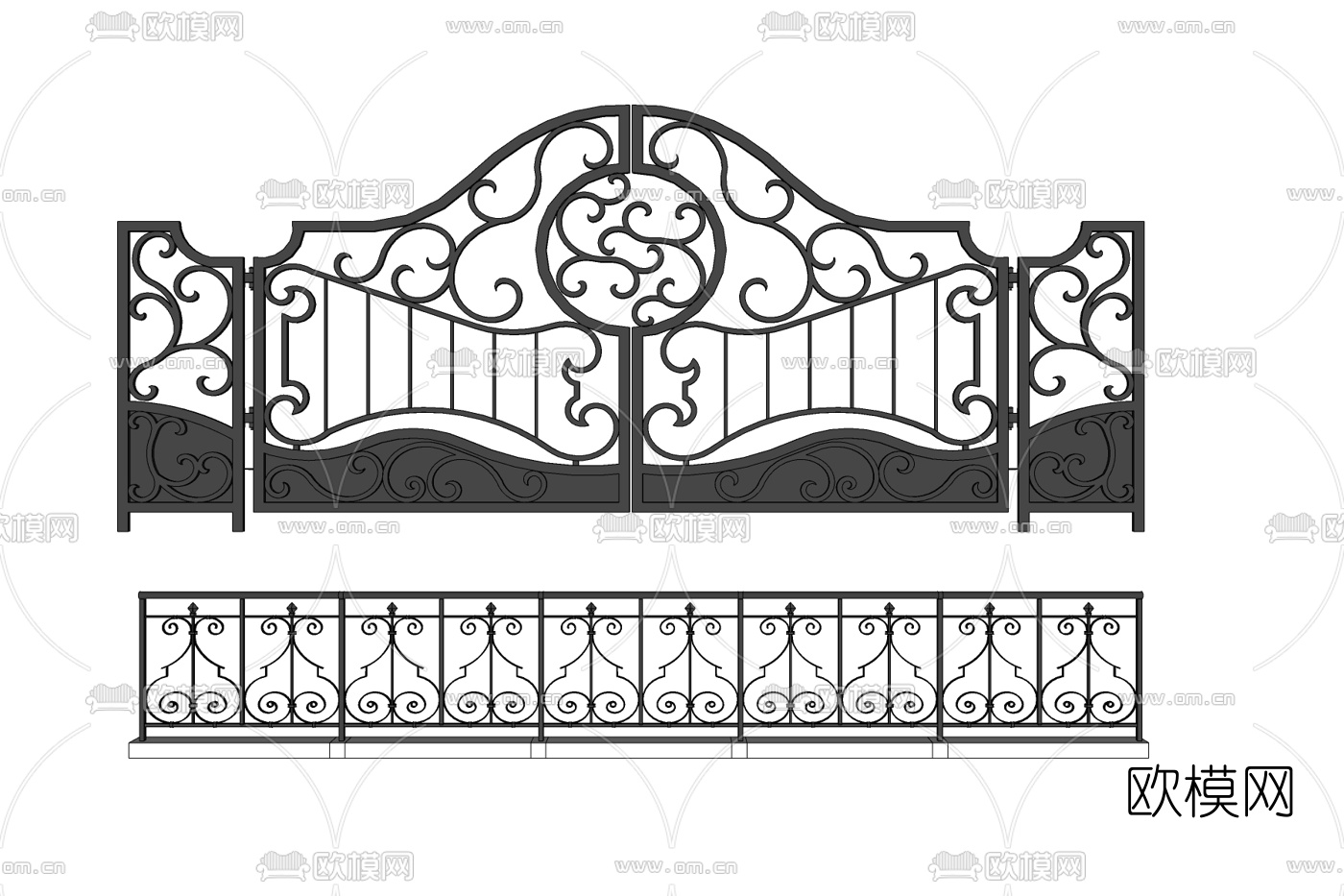 欧式庭院铁艺大门免费su模型下载
