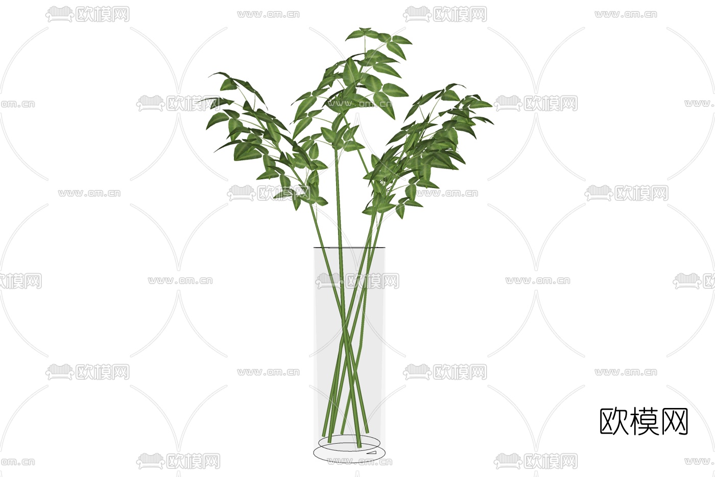 现代玻璃花瓶花卉免费su模型下载