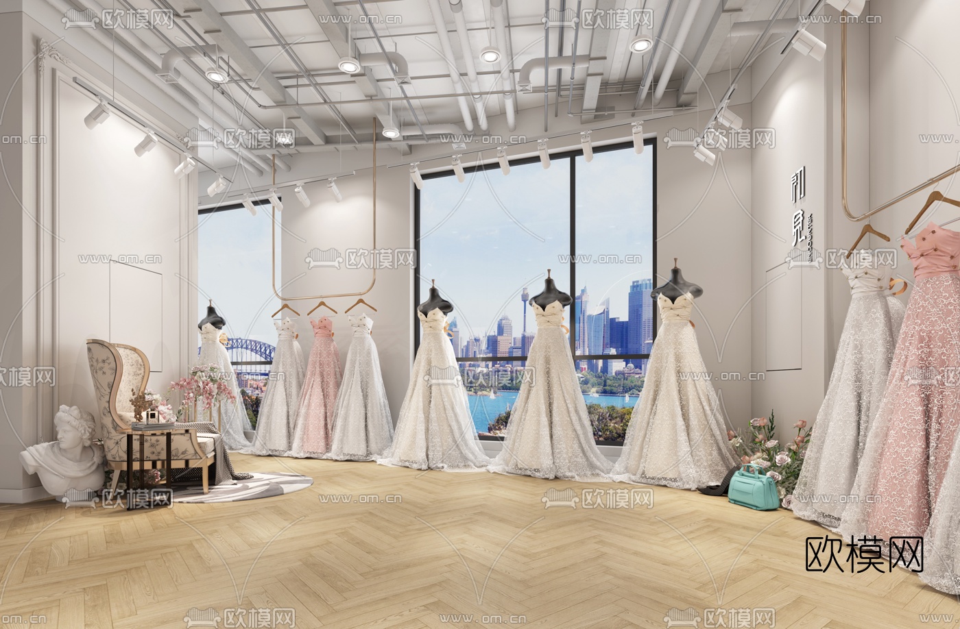 现代婚纱摄影店3d模型