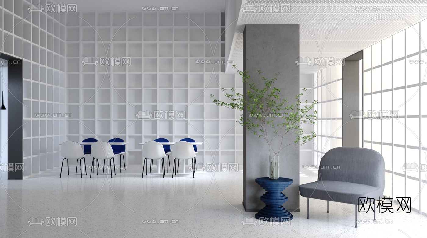 日式混搭酒店休息区3d模型下载（渲染图1）