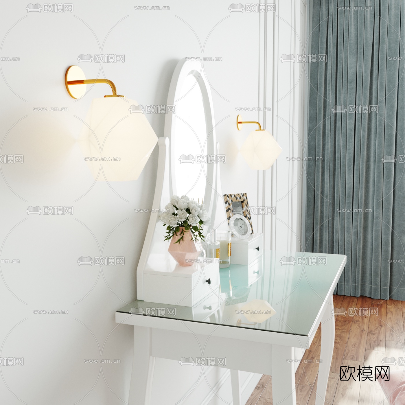 现代小清新梳妆台3d模型