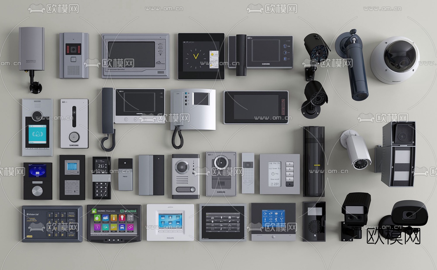 现代可视门铃电话监控摄像头3d模型下载