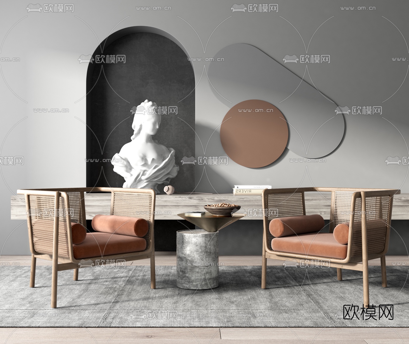 现代藤编休闲椅su模型下载