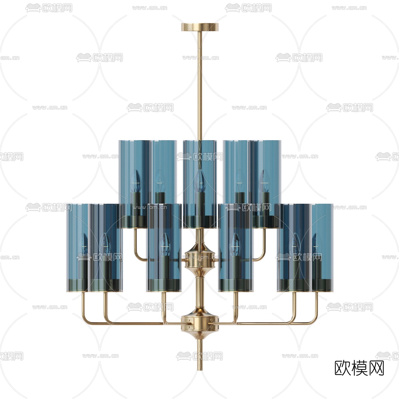 现代金属玻璃烛台吊灯3d模型
