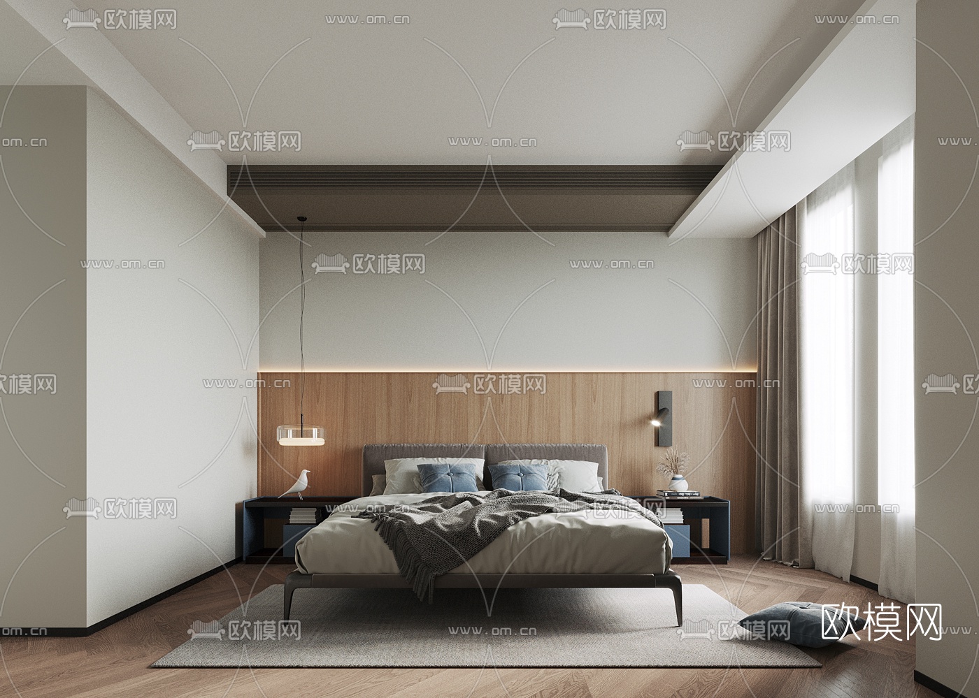 现代轻奢卧室免费3d模型下载