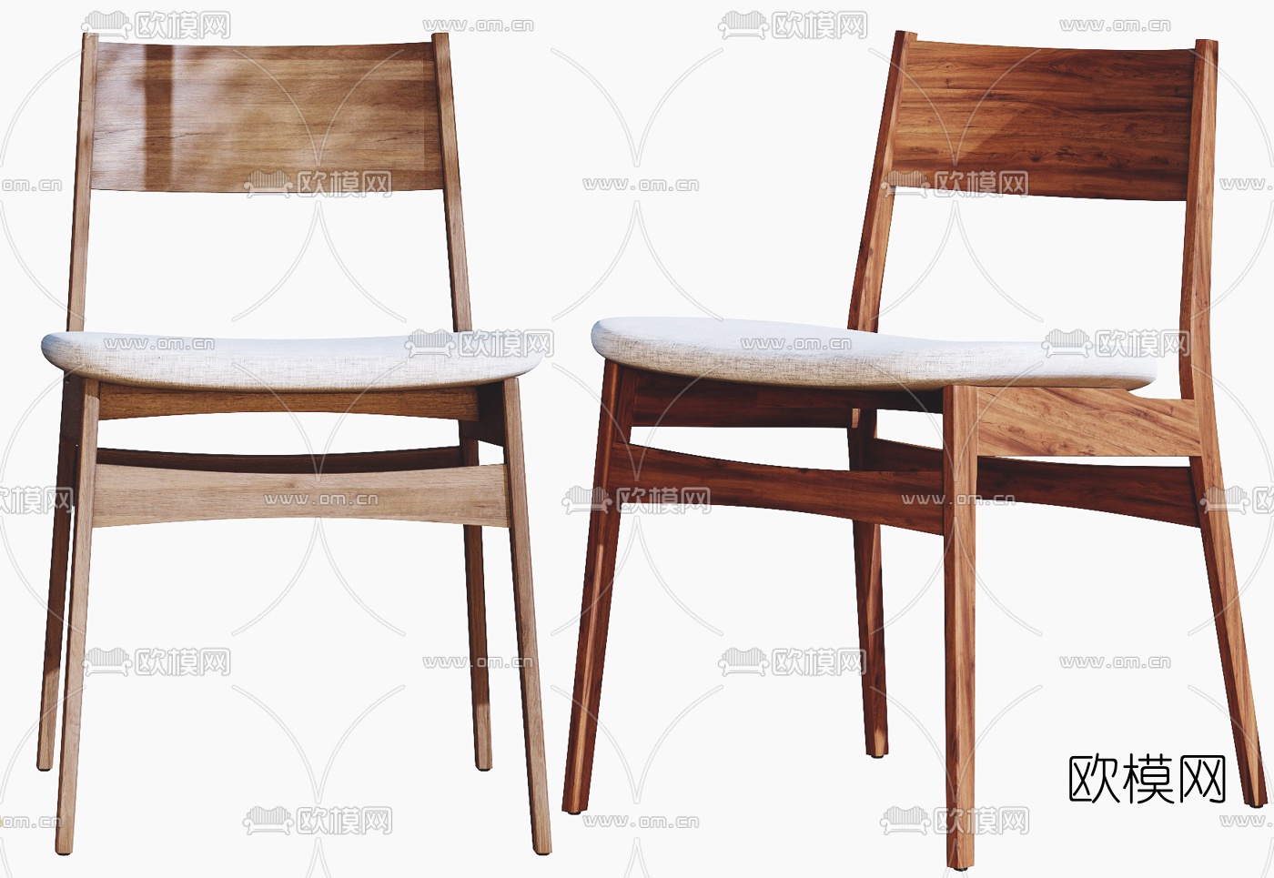 北欧绒布休闲椅3d模型下载（渲染图4）