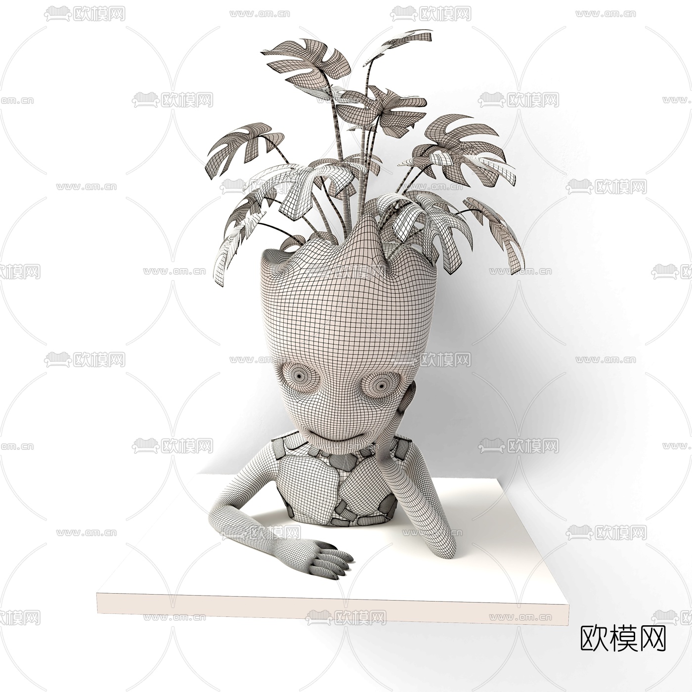 现代绿植盆景盆栽免费3d模型下载（渲染图3）