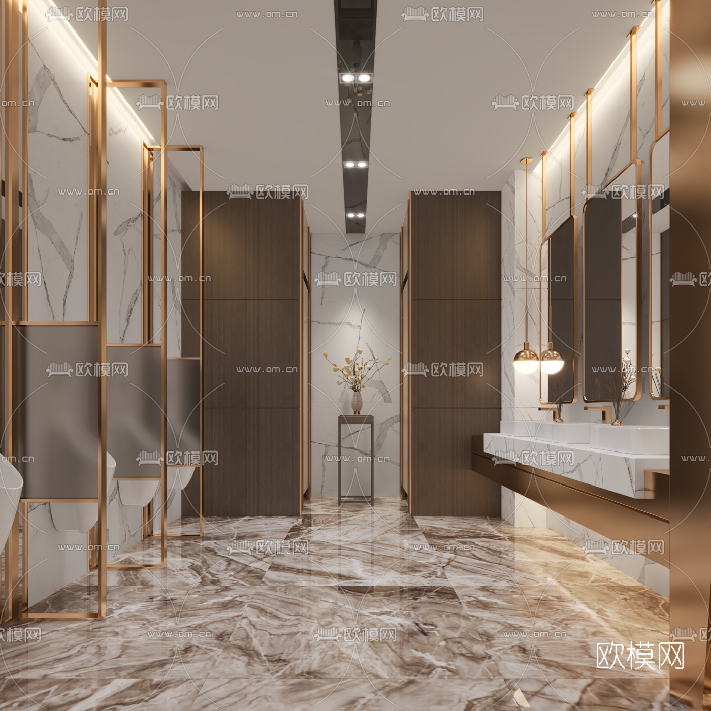 现代酒店公共卫生间3d模型
