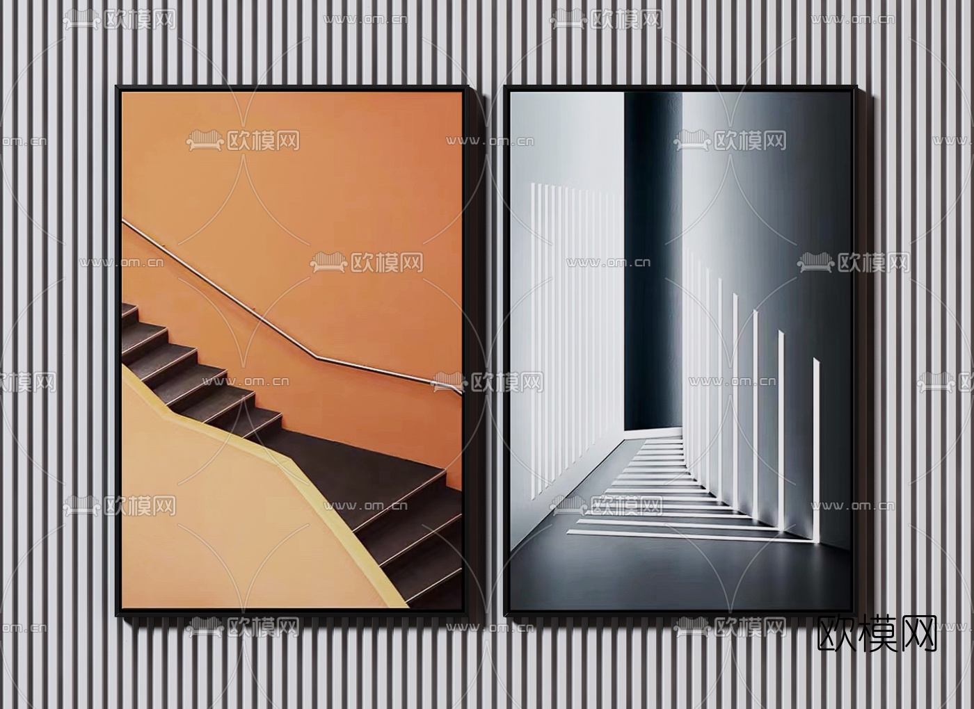 现代过道楼梯装饰挂画3d模型