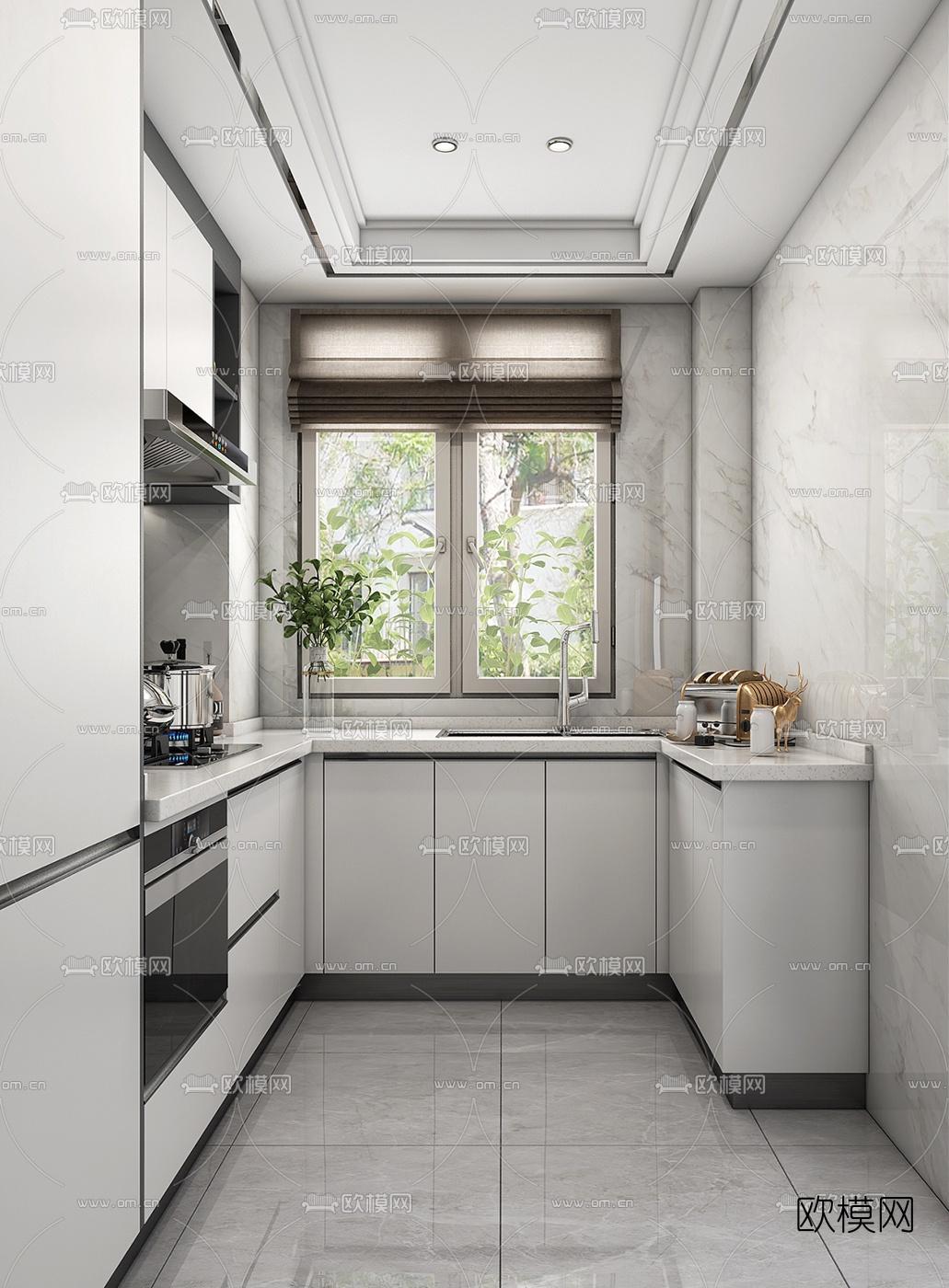 现代厨房3d模型下载（渲染图1）