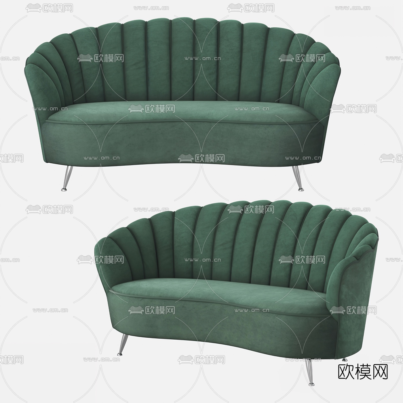现代绒布双人沙发3d模型-免费3dmax模型库-欧模网