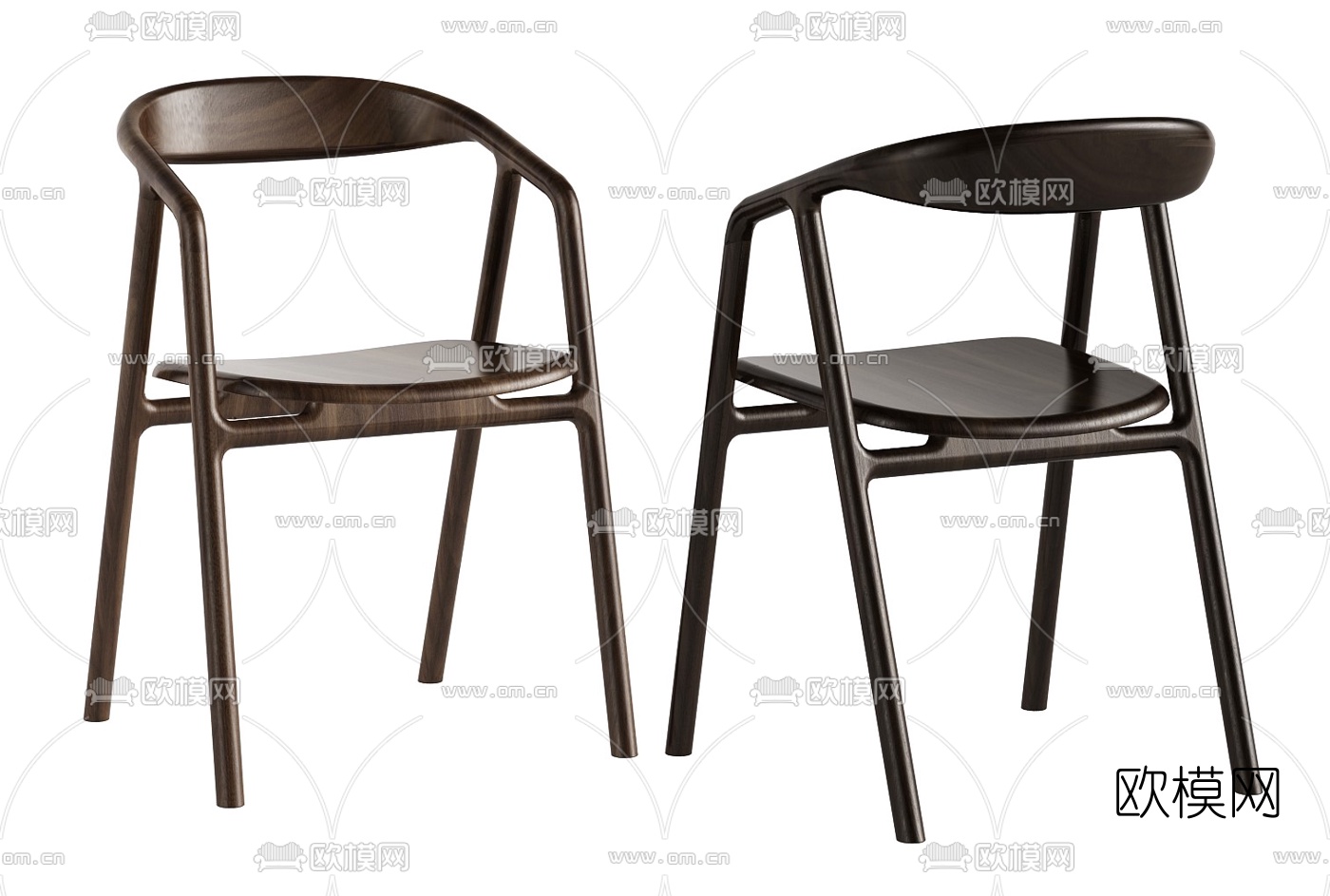 新中式实木单椅3d模型下载