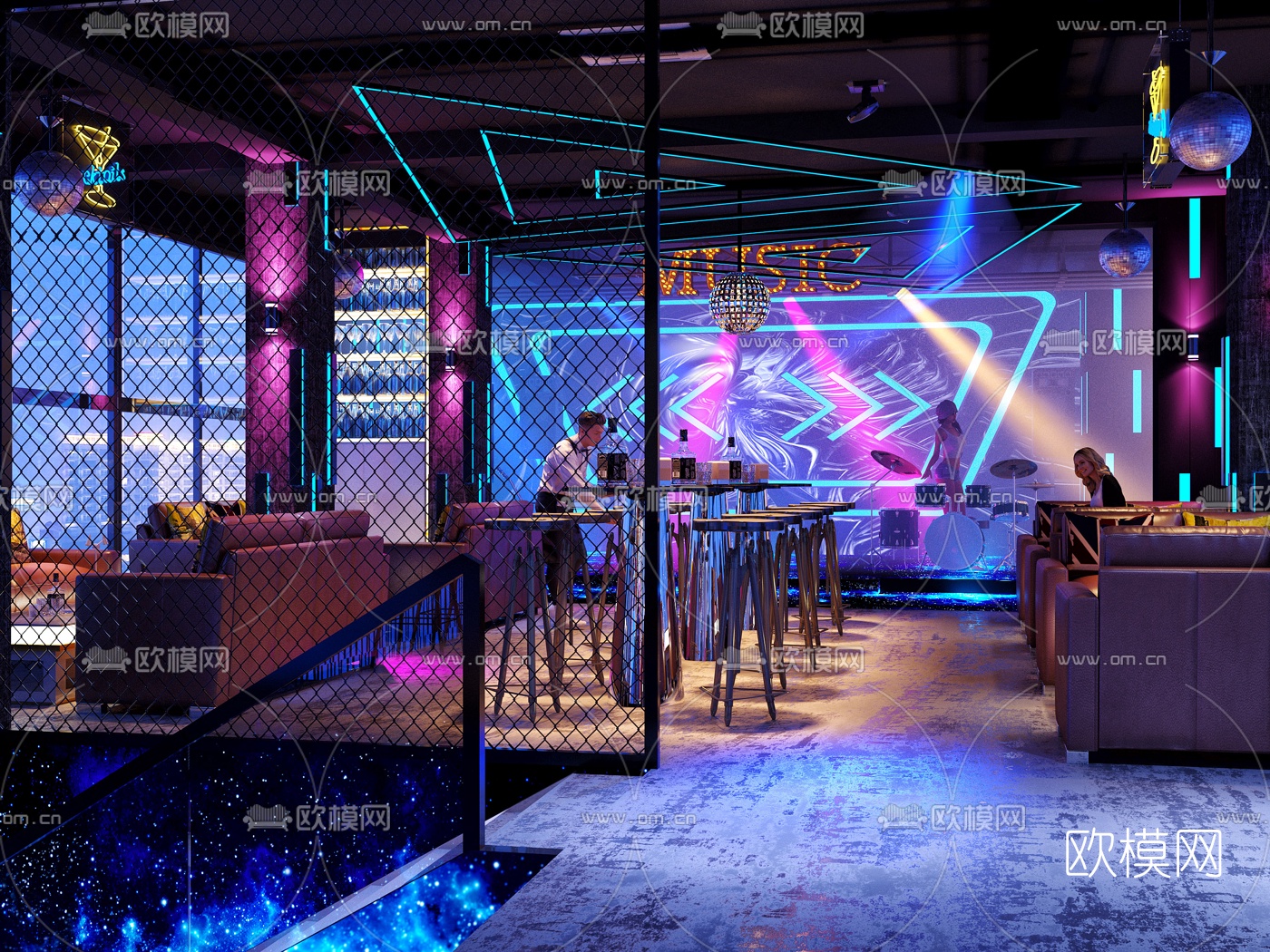 现代霓虹酒吧3d模型下载（渲染图3）