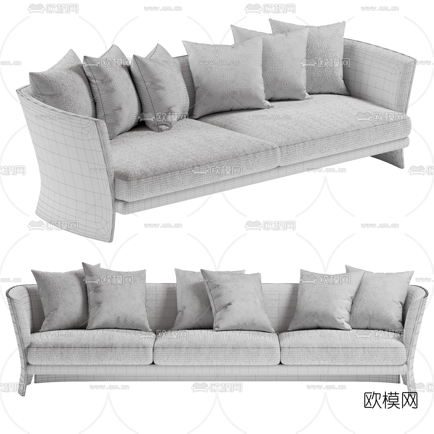 BENTLEY 现代布艺多人沙发3d模型下载（渲染图2）