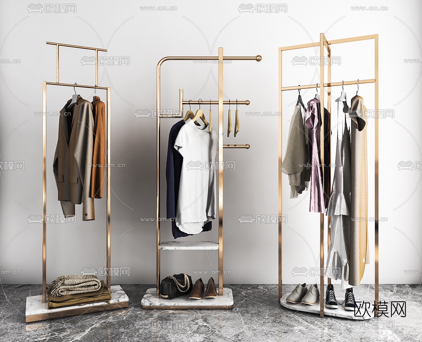 现代服装展示架3d模型