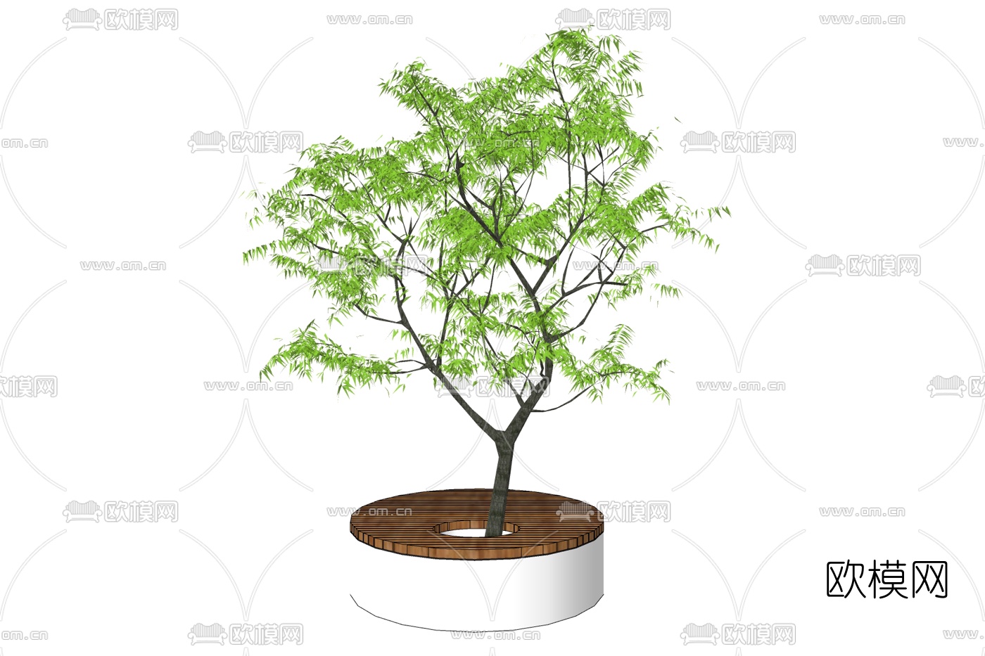 现代花坛座椅su模型下载