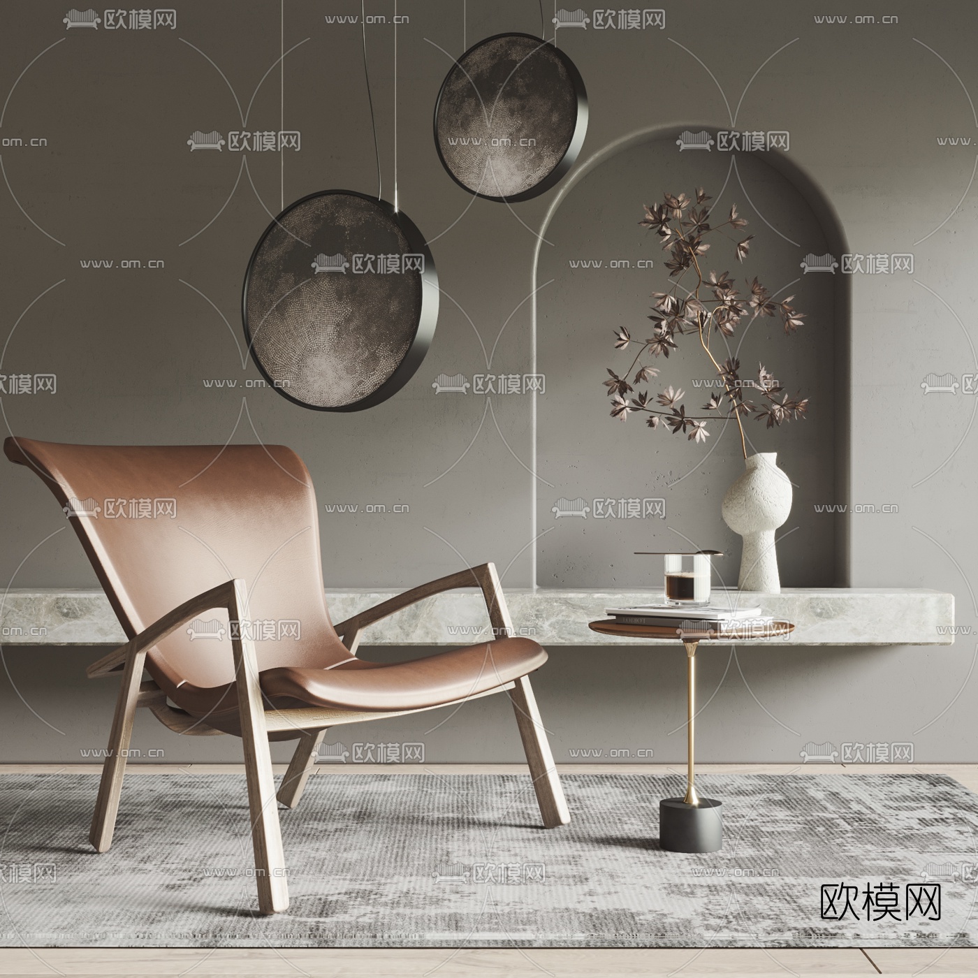 现代靠背休闲椅3d模型