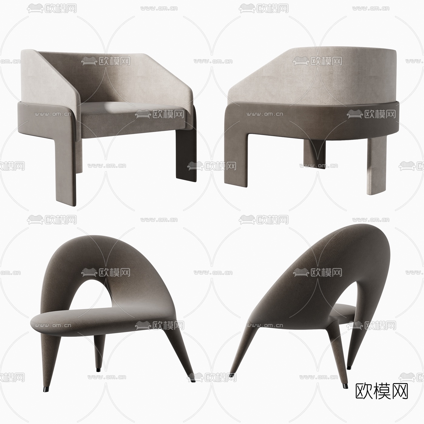 后现代布艺休闲椅3d模型