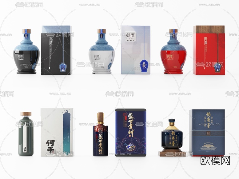 新中式名酒白酒3d模型下载