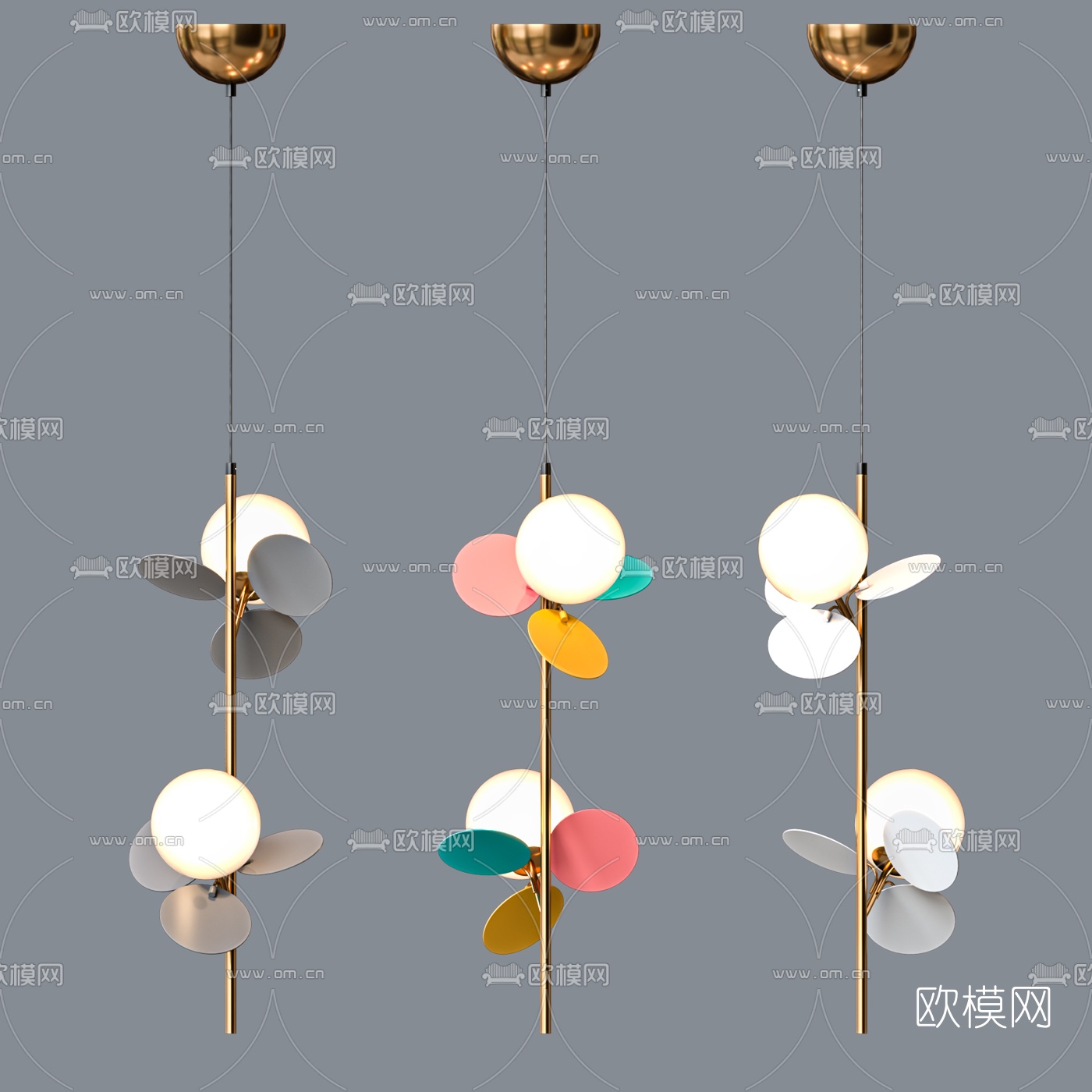 北欧圆片吊灯3d模型下载