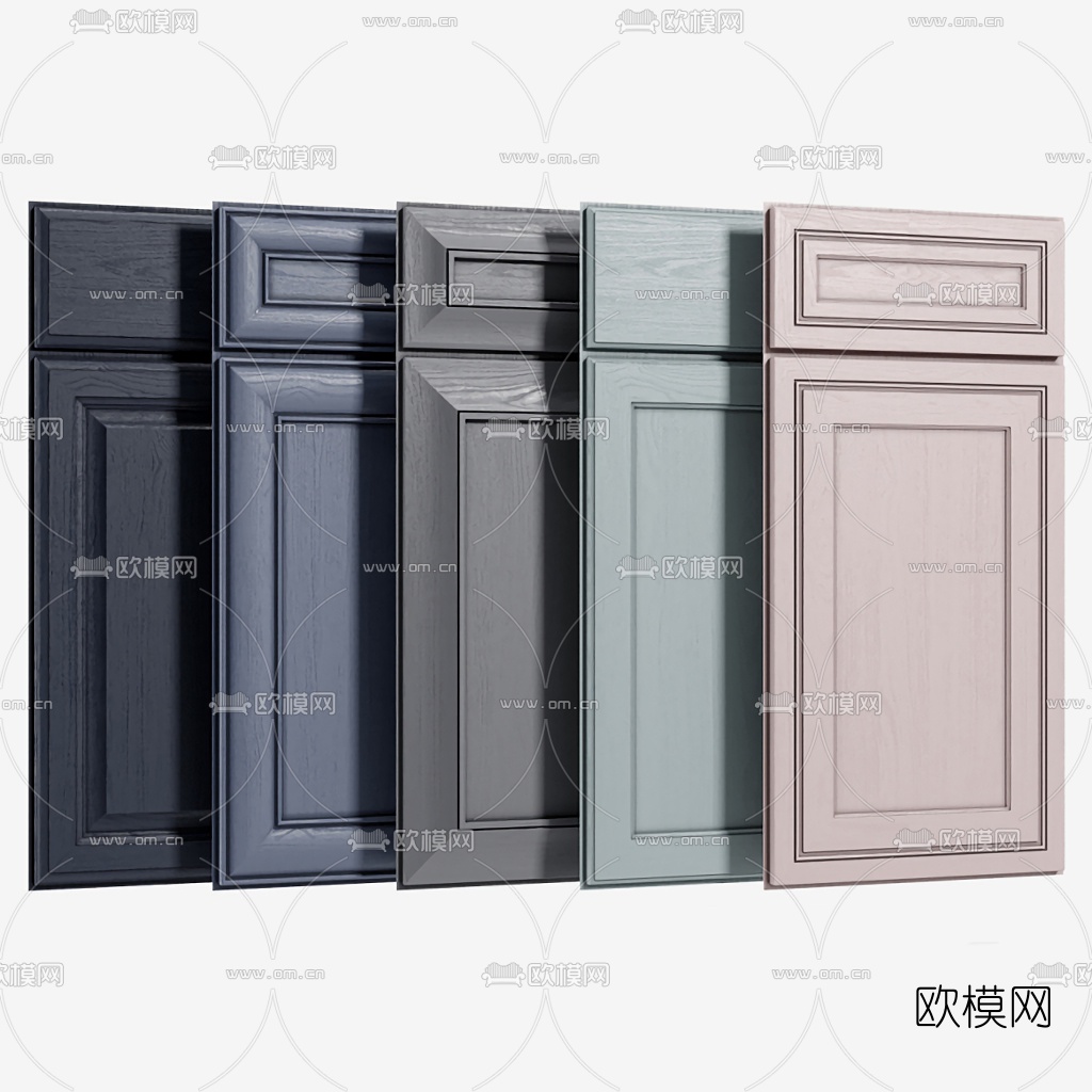 简欧实木橱柜门板3d模型