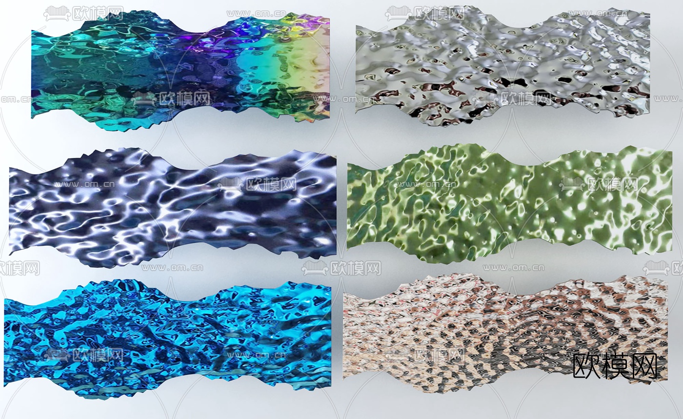 现代曲面波浪纹墙饰挂件3d模型下载