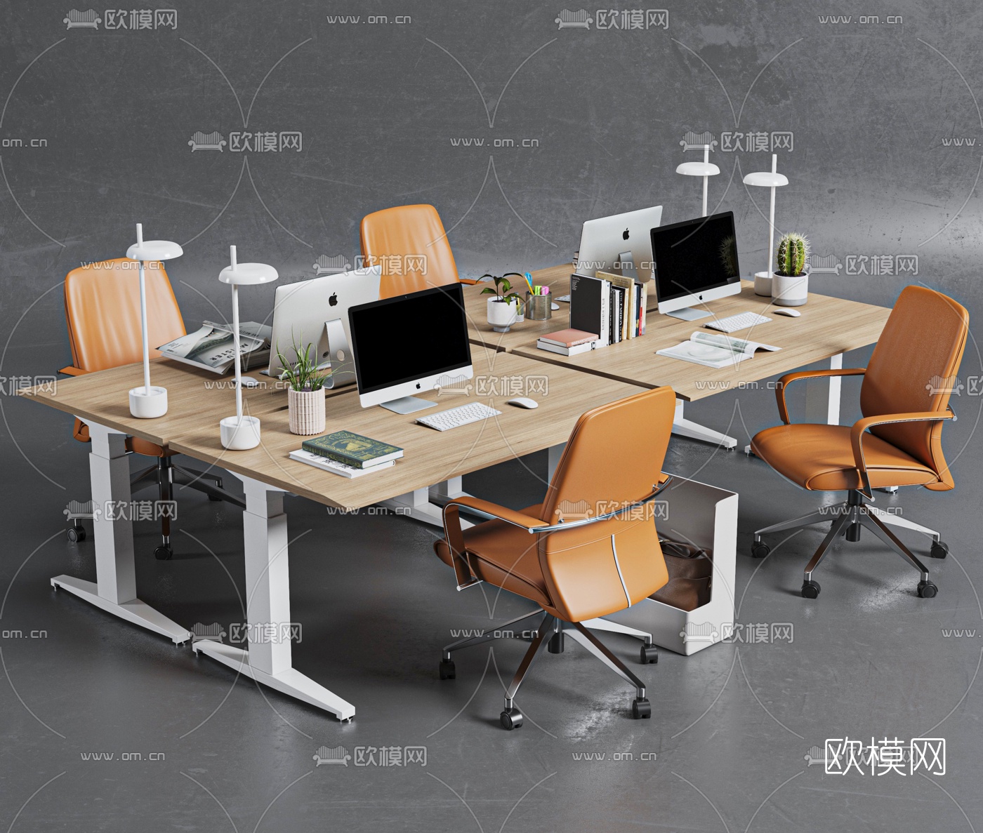 现代办公桌椅卡位3d模型