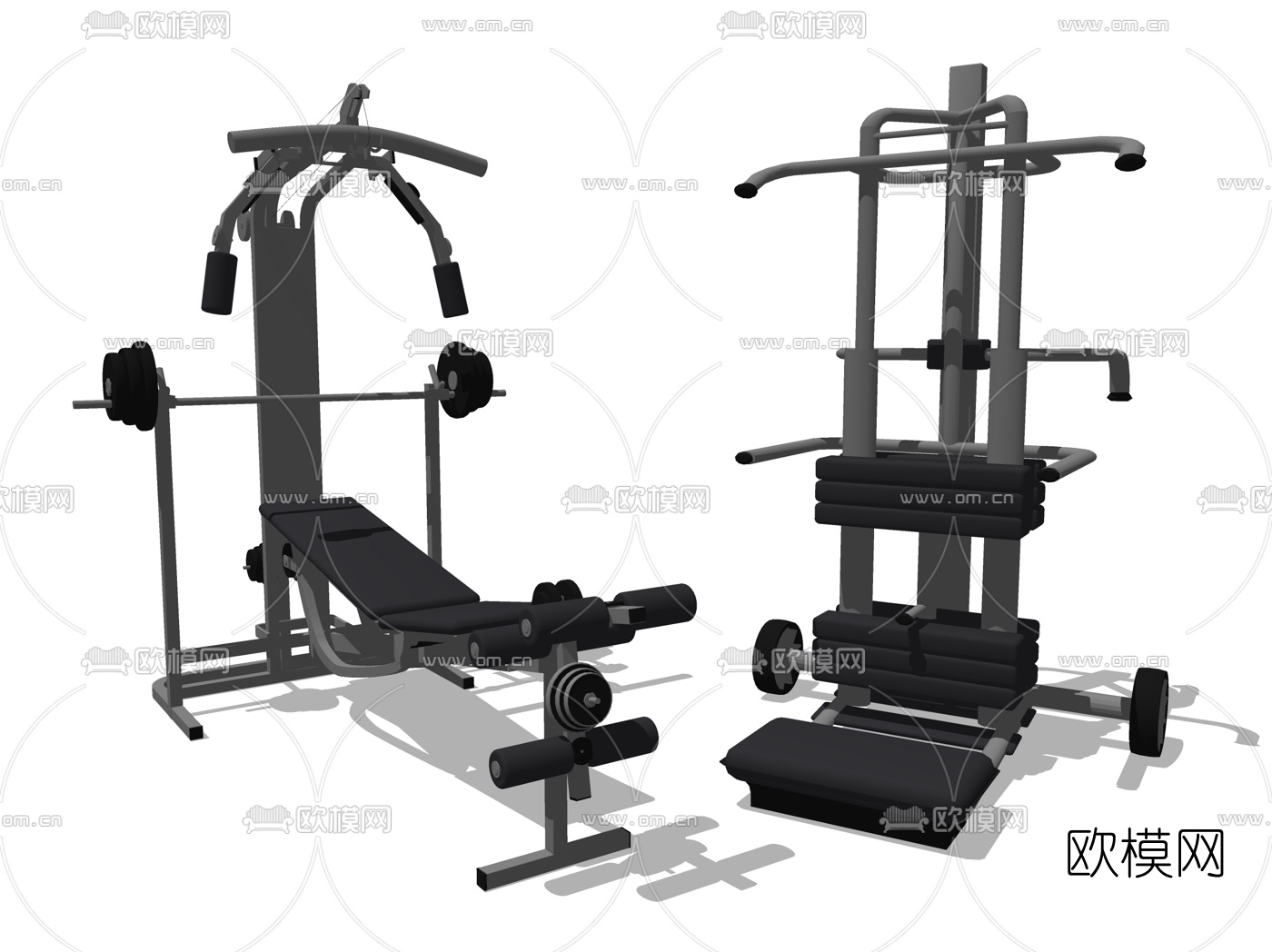 现代多功能健身器材su模型下载