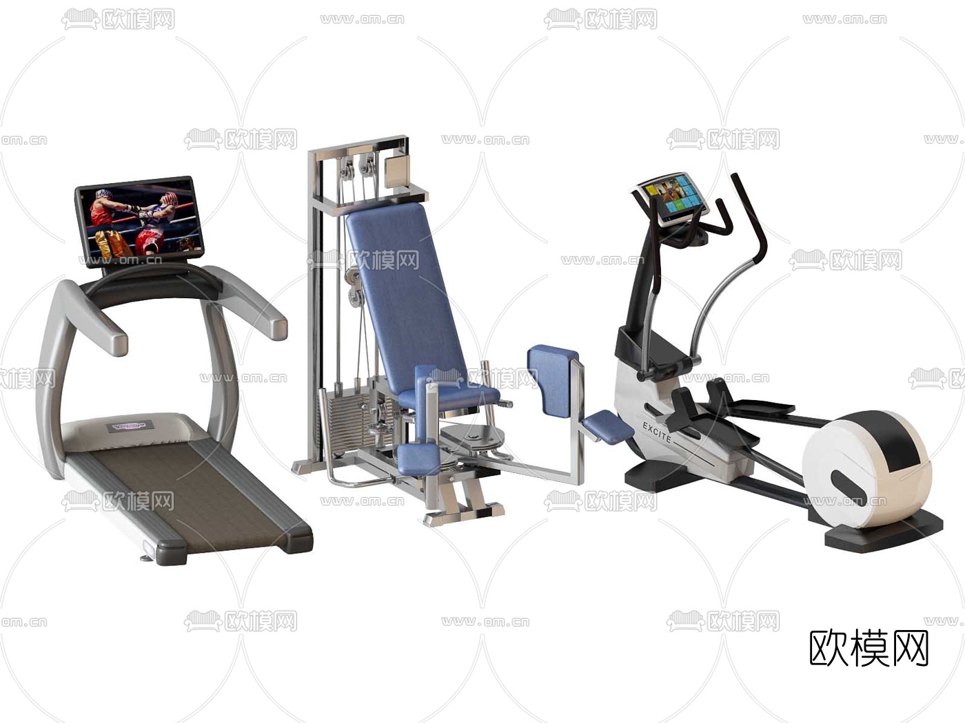 现代健身器材3d模型下载