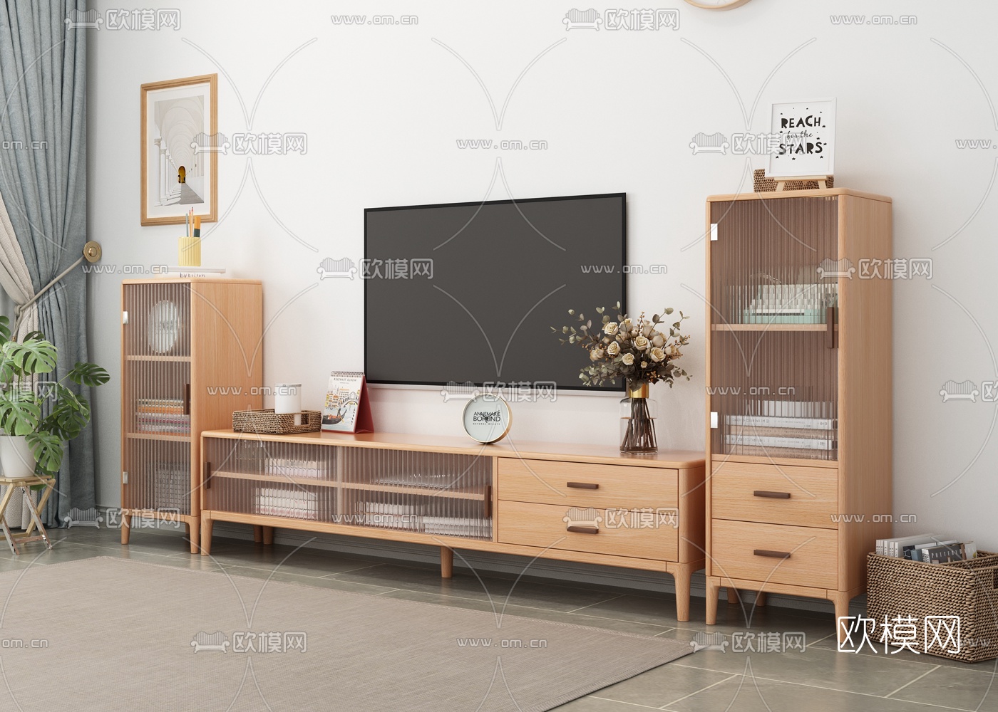 北欧电视柜高柜3d模型