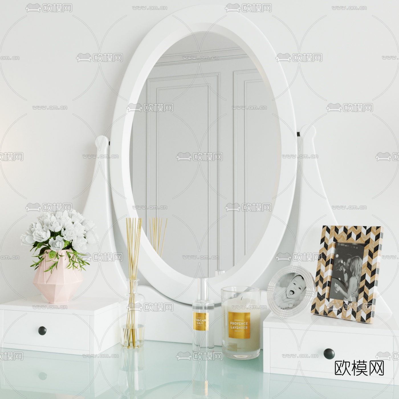 现代小清新梳妆台3d模型