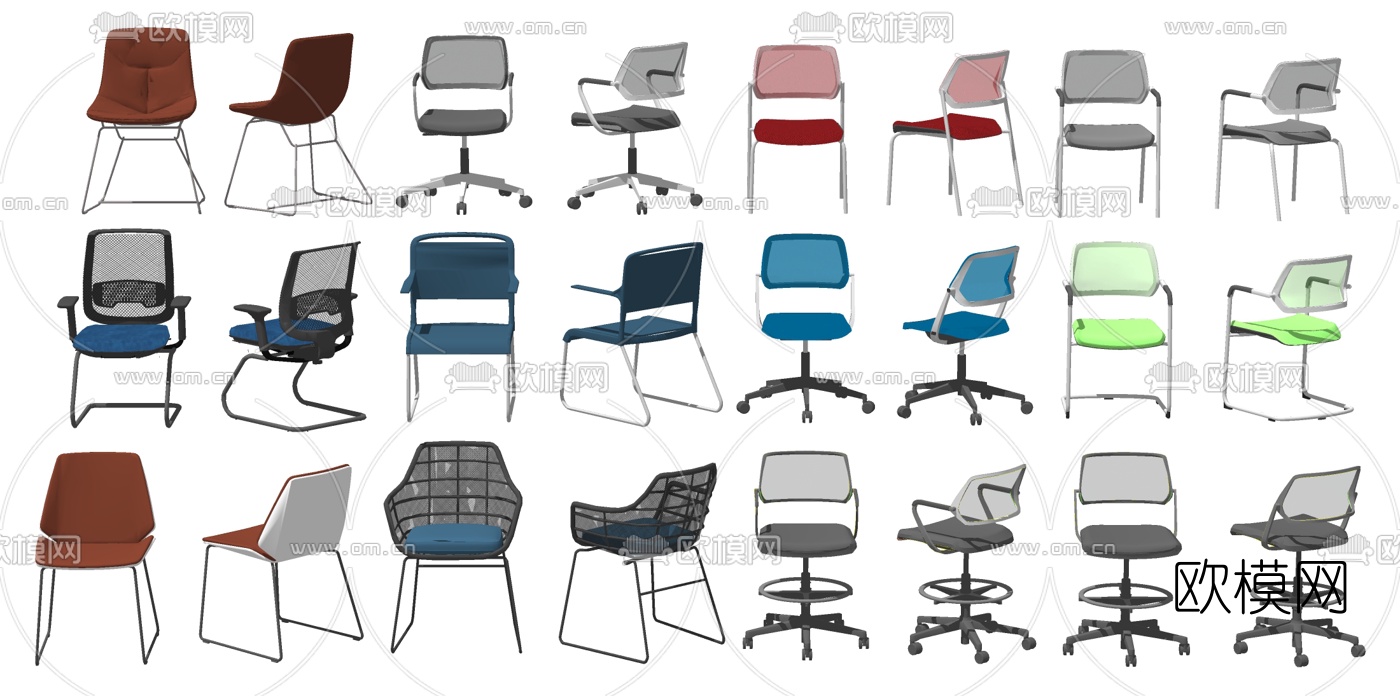 现代网布办公椅su模型下载