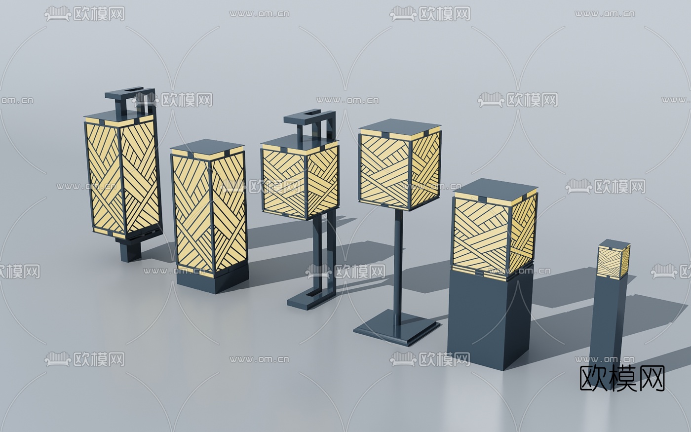 新中式户外景观灯3d模型下载