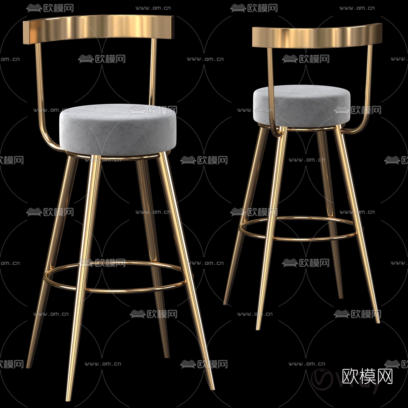现代轻奢吧台桌椅3d模型
