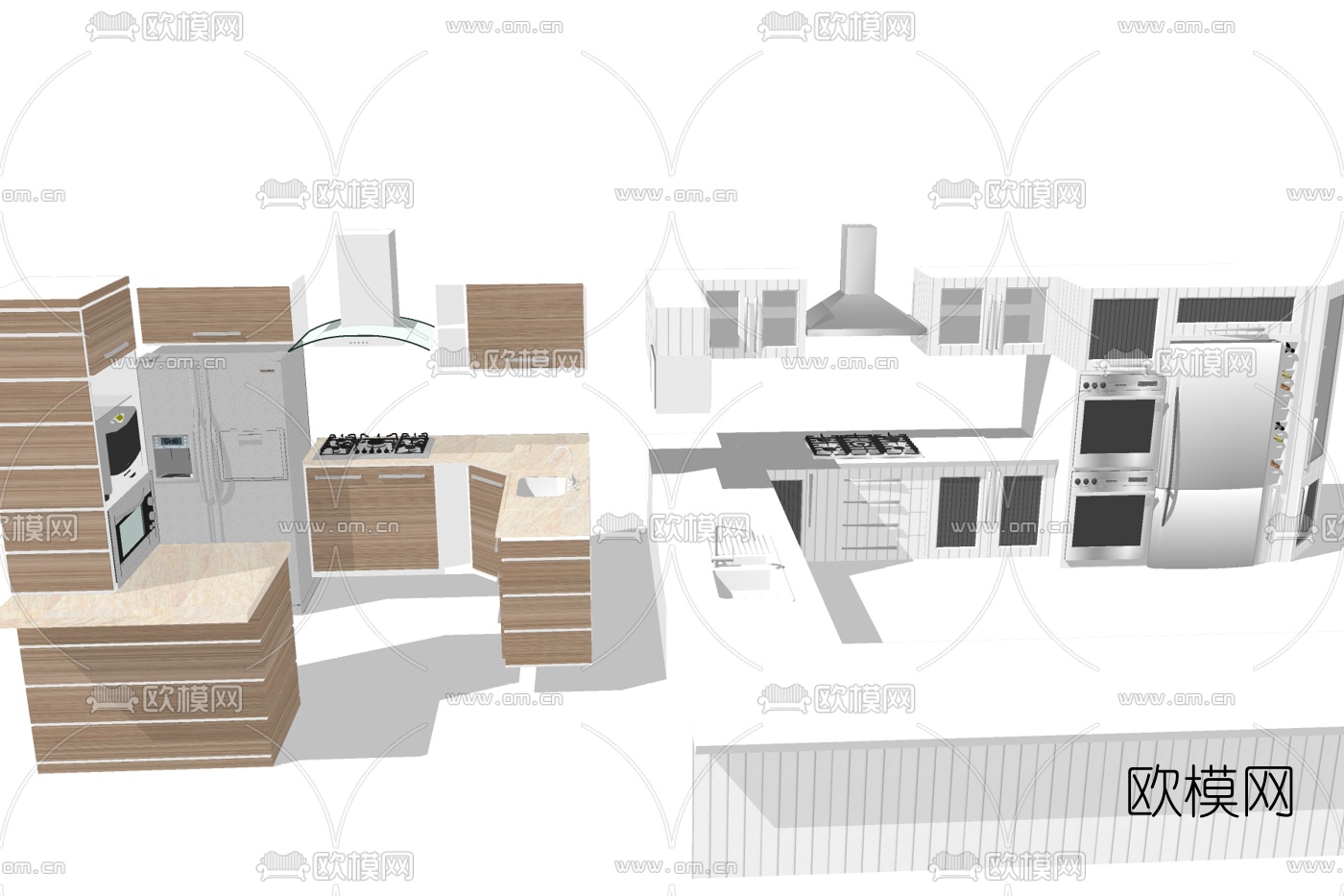 现代橱柜su模型下载