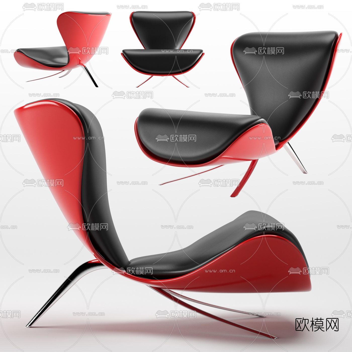 现代皮革躺椅3d模型