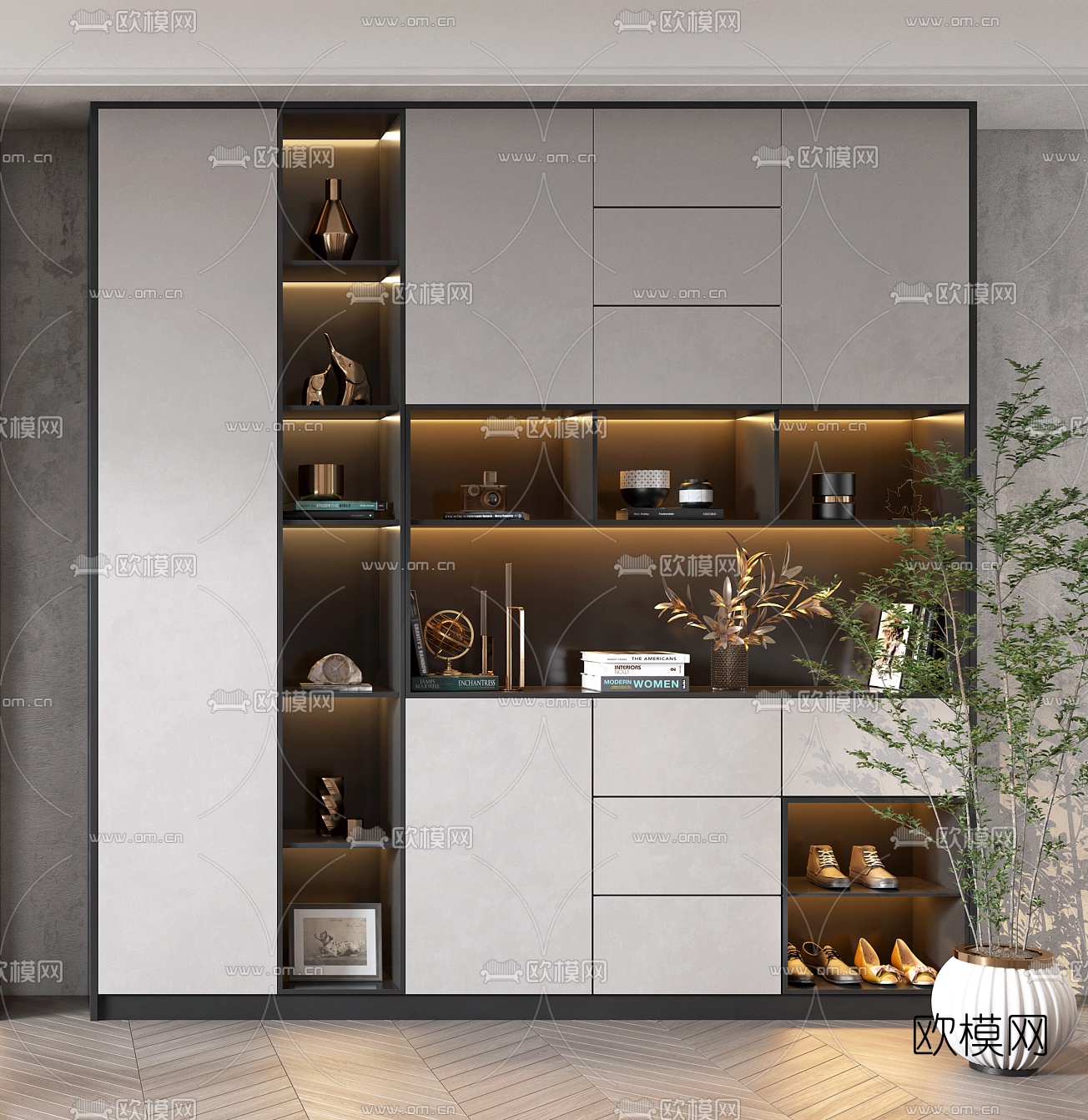现代鞋柜3d模型下载（渲染图3）