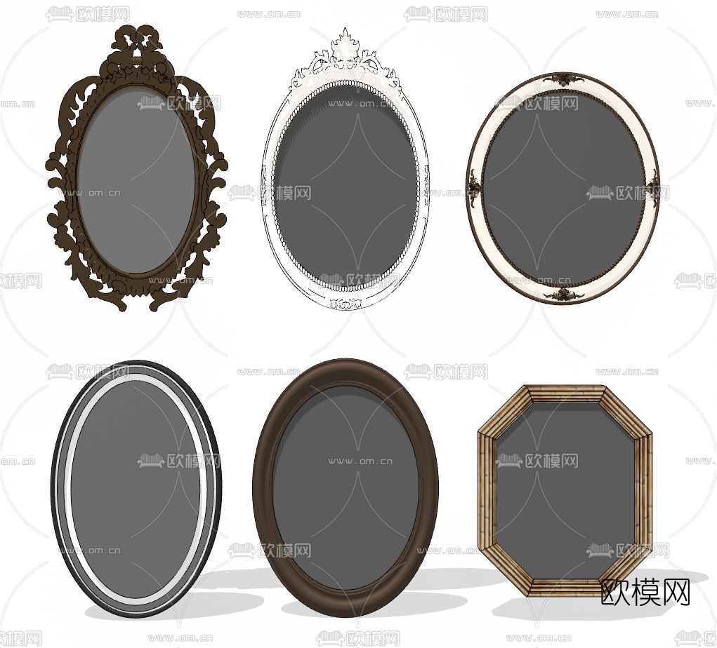 简欧装饰镜浴室镜su模型下载