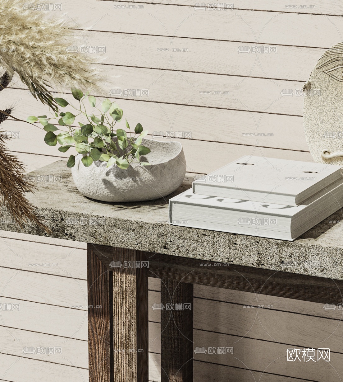 现代侘寂端景条案3d模型
