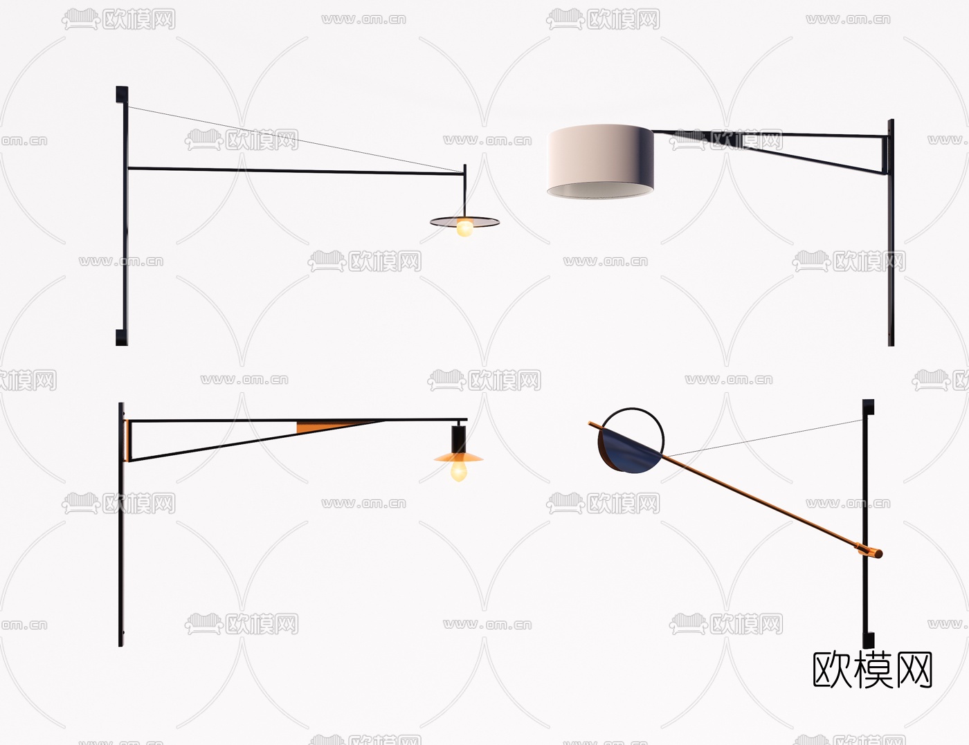 现代金属壁灯su模型下载