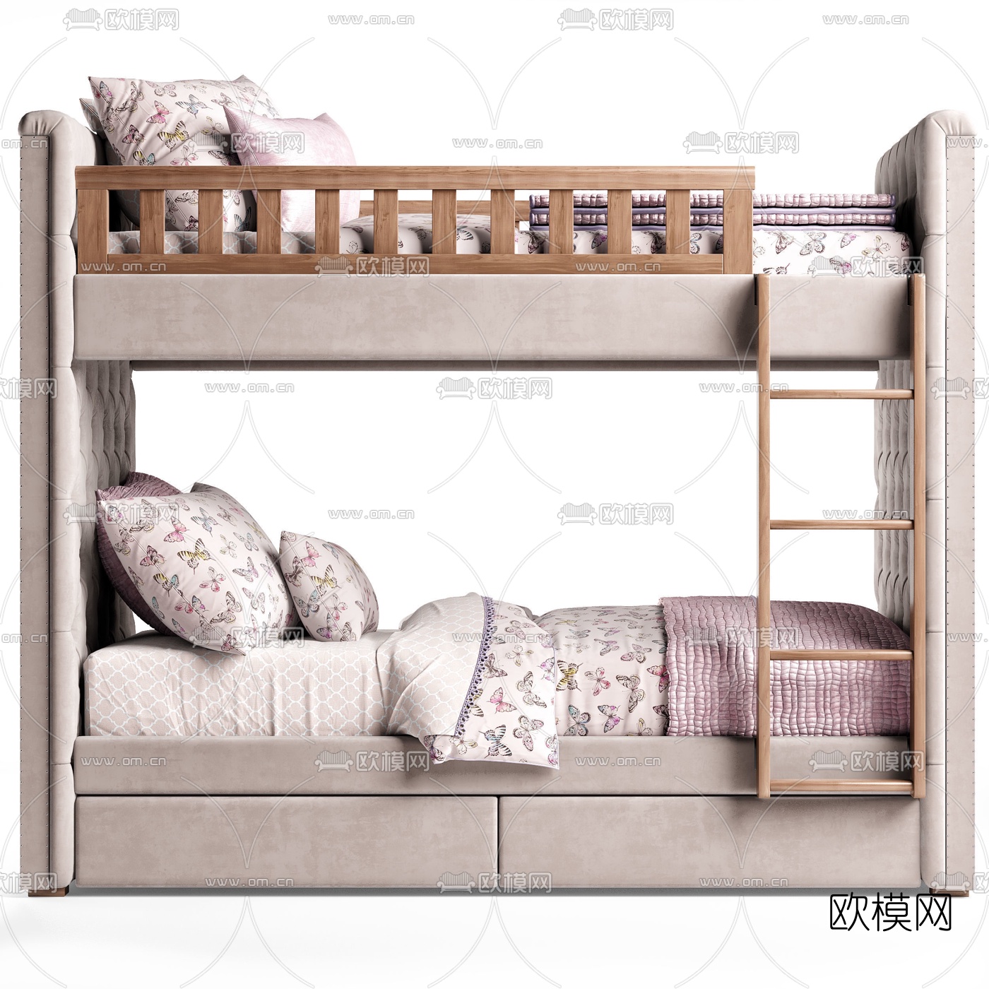 RH 简欧上下铺儿童床3d模型下载（渲染图3）