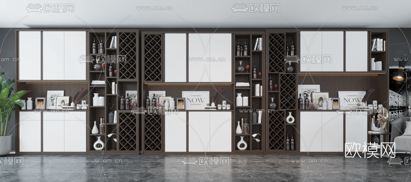 现代酒柜装饰柜3d模型下载