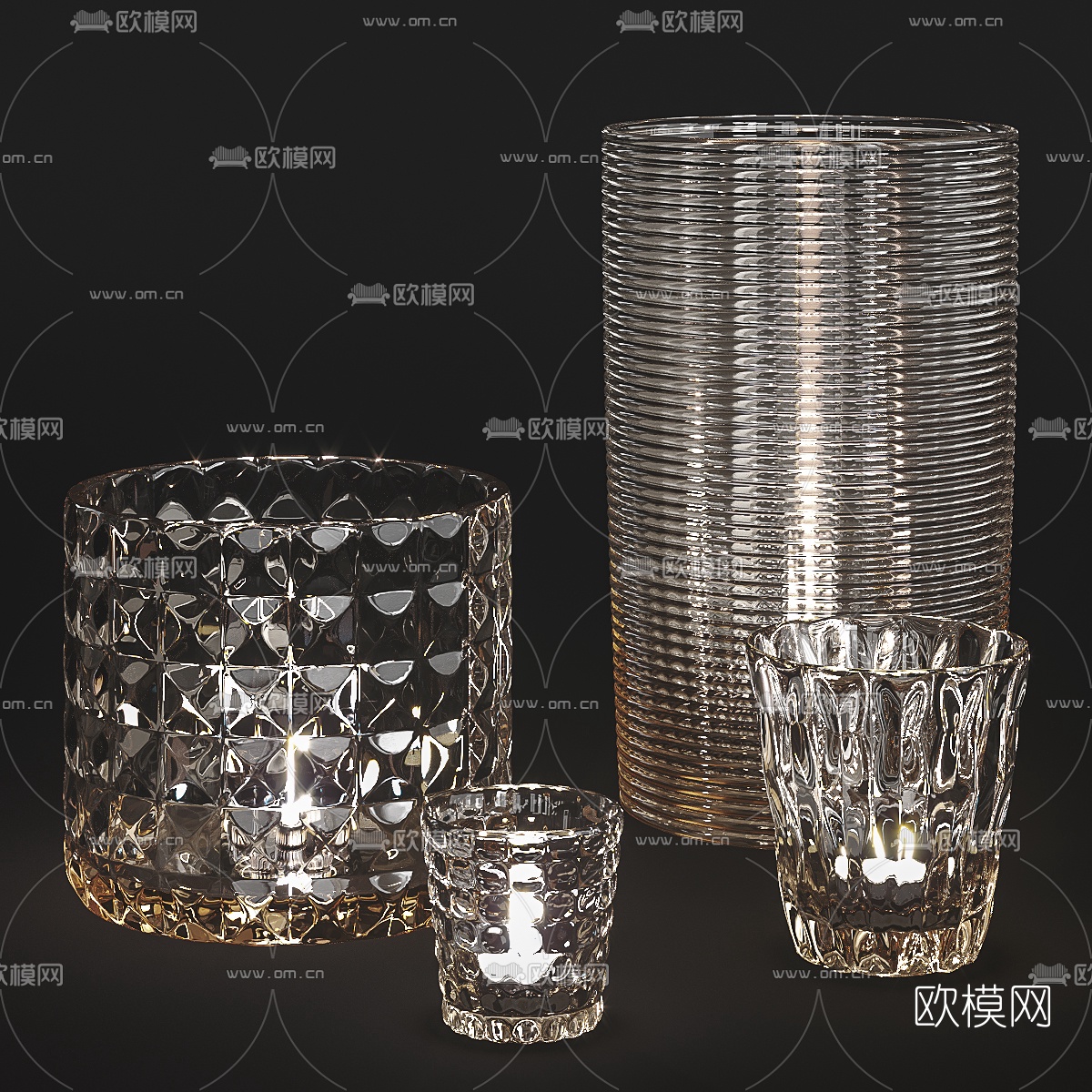现代轻奢玻璃烛台灯3d模型下载