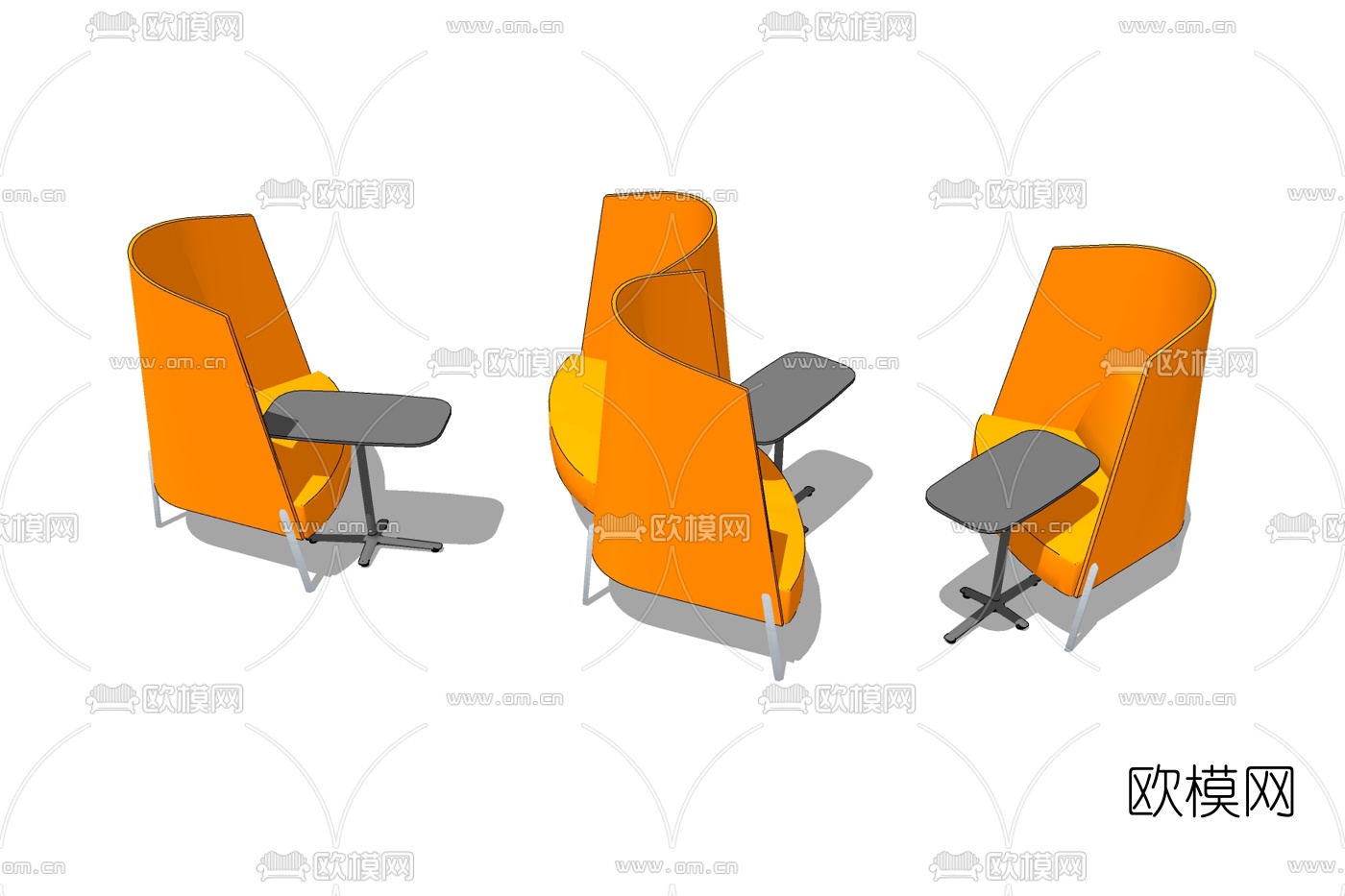 现代高靠背休闲桌椅免费su模型下载