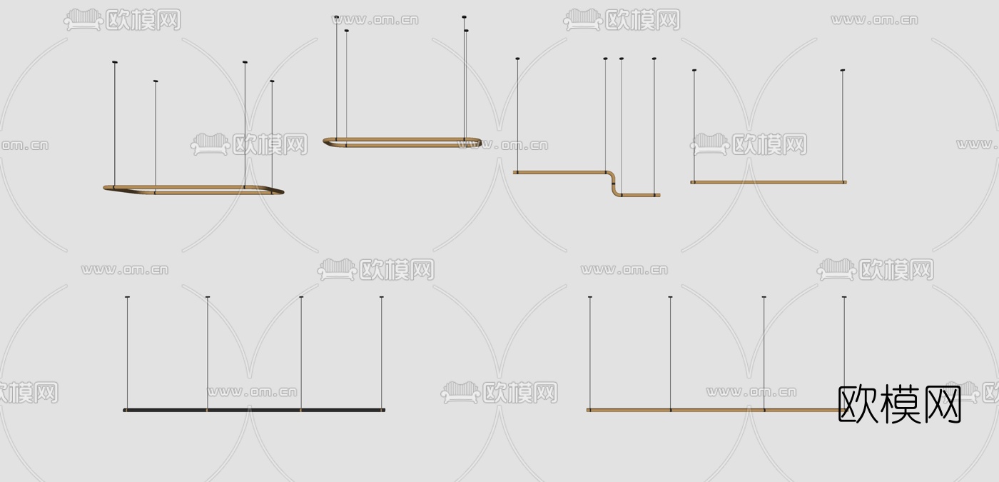 现代金属办公吊灯su模型下载