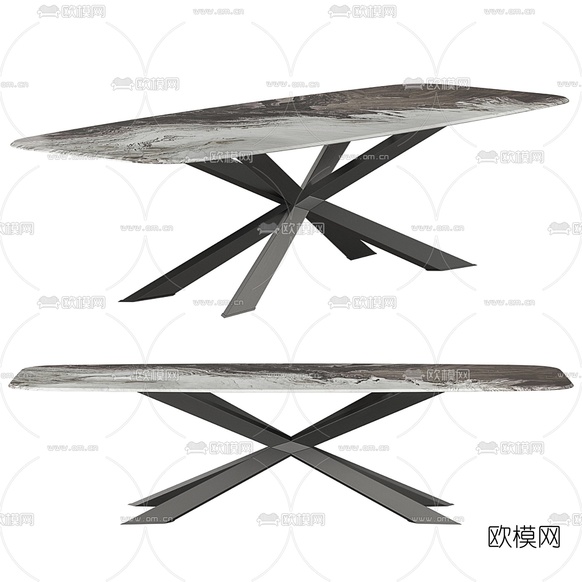 现代大理石餐桌3d模型下载