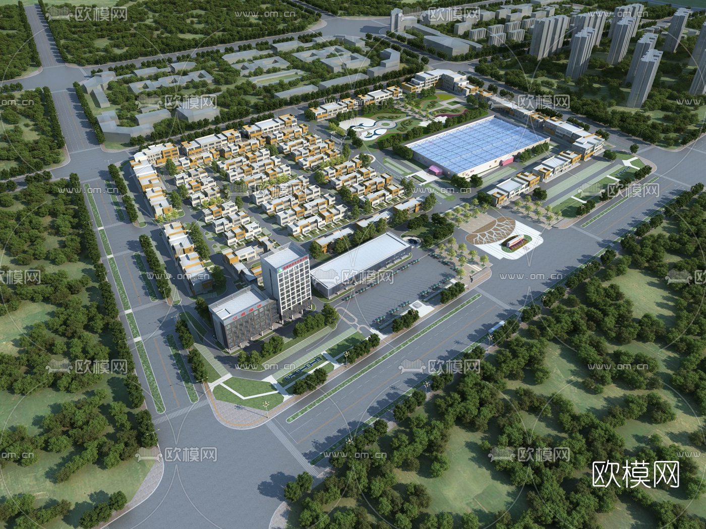 现代苗木交易市场鸟瞰规划3d模型