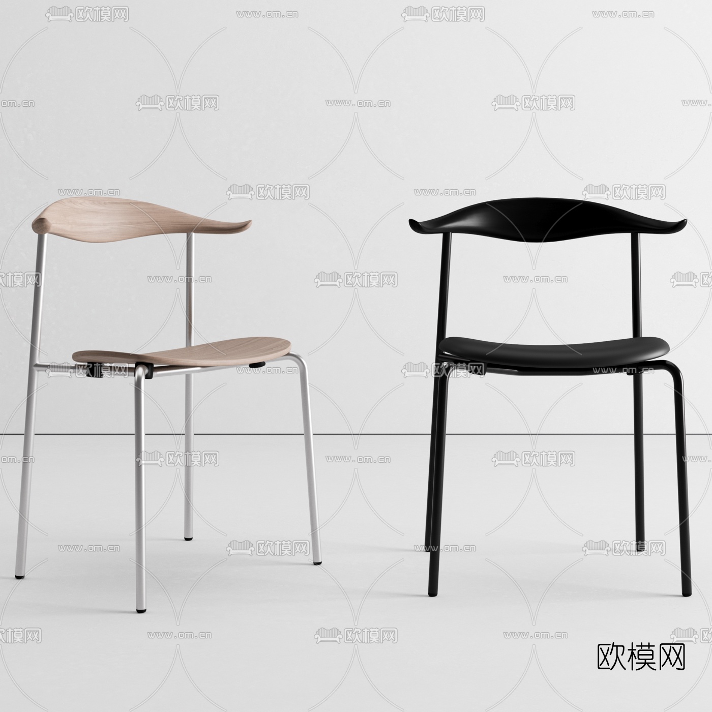 北欧方形餐桌椅3d模型