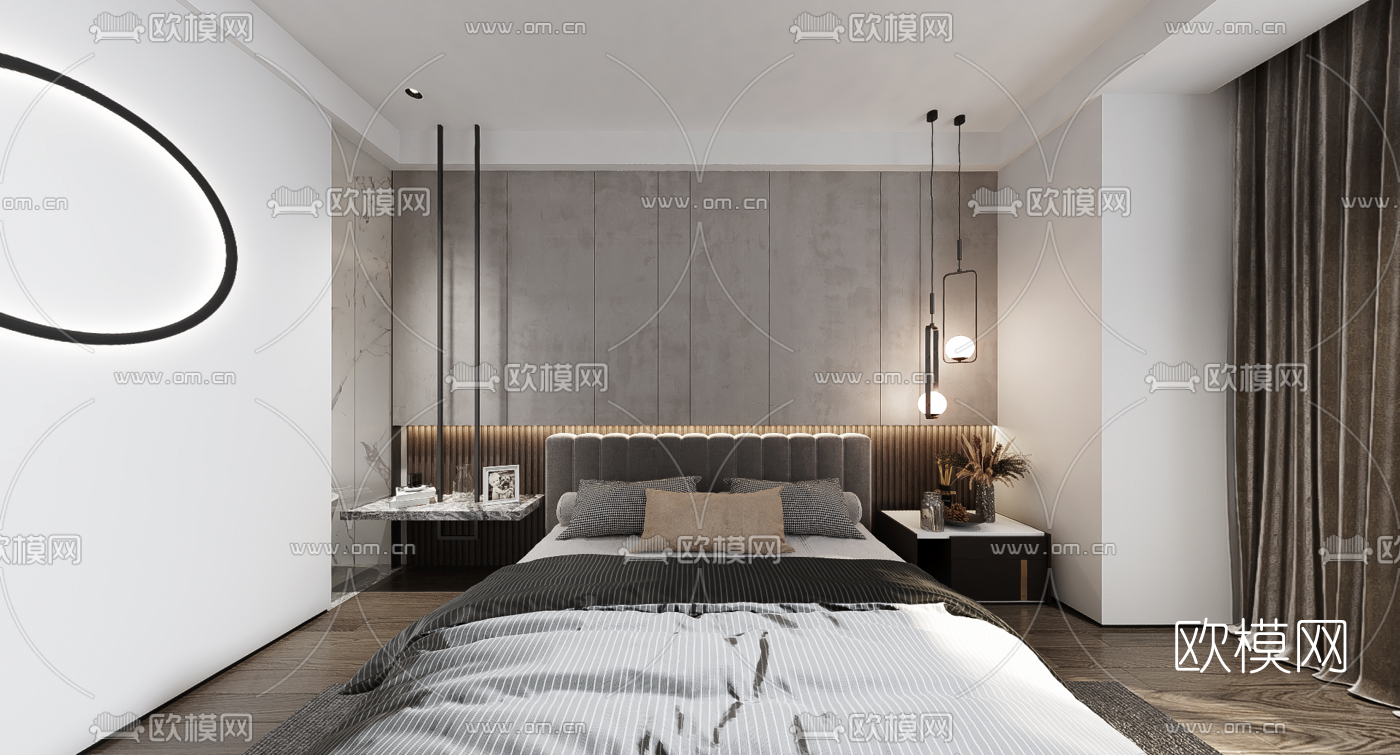 现代简约酒店客房vr全景3d模型